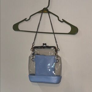 NEW Clear and Blue Kisslock Shoulder Bag